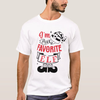 Camiseta Soy el elfo favorito en diseño rojo y negro
