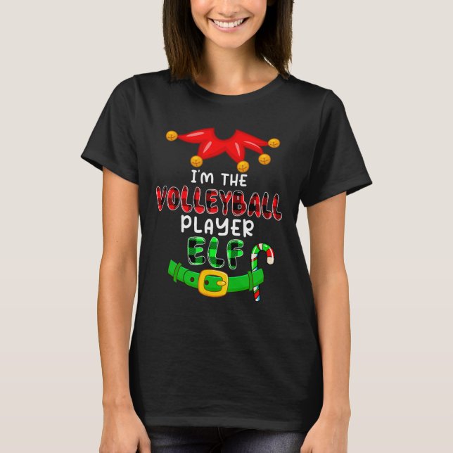 Camiseta Soy el jugador de voleibol Elf Xmas disfraces Elf  (Anverso)