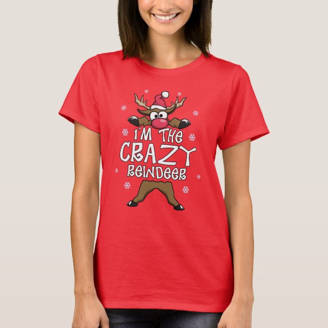 Camiseta Soy el loco Navidad de la familia de renos Pajama (Anverso)