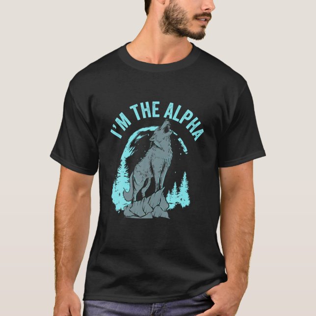 Camiseta Soy el macho Alpha Wolf Howling en la Luna T Shir (Anverso)