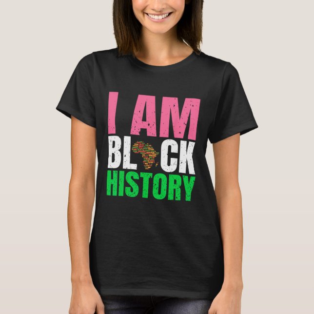 Camiseta Soy el mes de la historia negra Juneteenth rosa y  (Anverso)