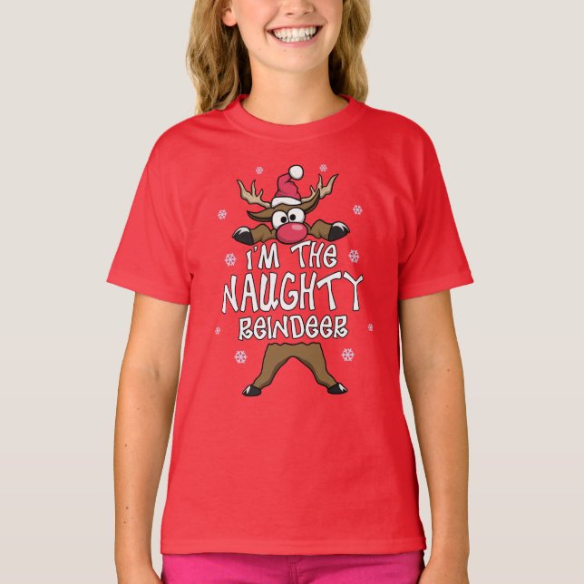 Camiseta Soy el travieso Navidades de la familia de los ren (Anverso)