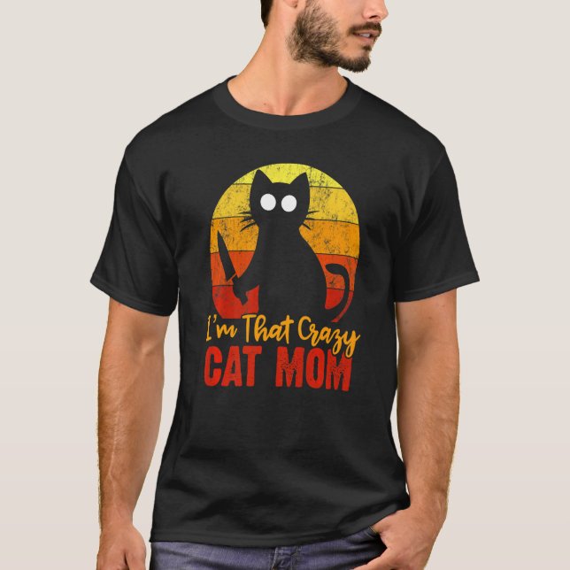 Camiseta Soy esa loca mamá Gato Halloween Knife Gory Bloody (Anverso)