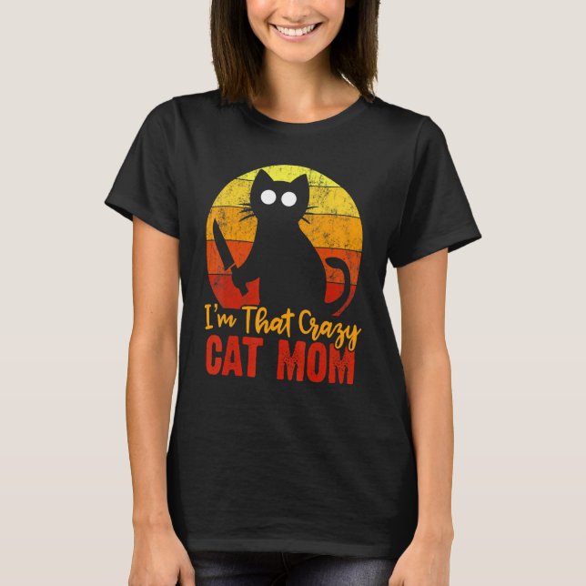 Camiseta Soy esa loca mamá Gato Halloween Knife Gory Bloody (Anverso)