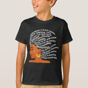 Camiseta Soy Excelencia Negra Mujer Fuerte Cabello de Arte