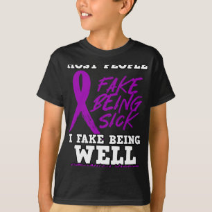 Camiseta Soy Falso Estar Bien. Púrpura Fibromialgia Concien