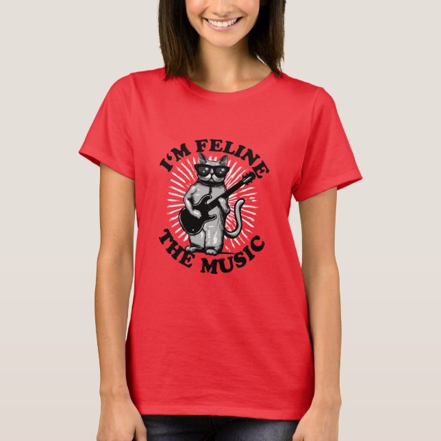 Camiseta Soy Feline The Music | Gato del jugador de guitarr (Anverso)