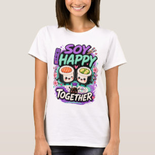 Camiseta Soy Feliz Juntos – Lindo Sushi Pareja Kawaii