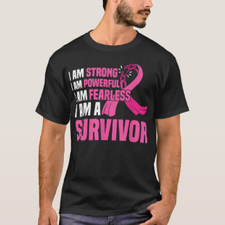 Camiseta Soy Fuerte Poderoso Y Sin Miedo Cáncer De Mama Ros