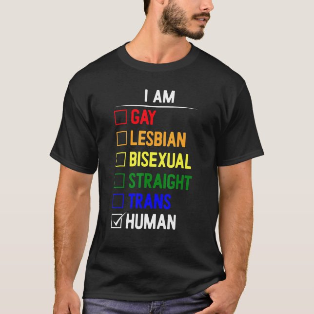 Camiseta Soy Gay Lesbiana Bisexual Directamente Trans Human (Anverso)