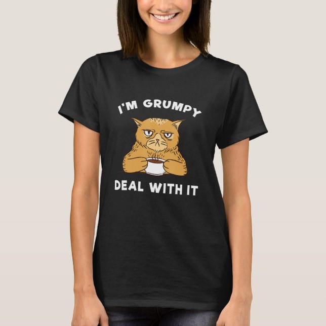 Camiseta Soy gruñón para lidiar con el gato del café gruñón (Anverso)