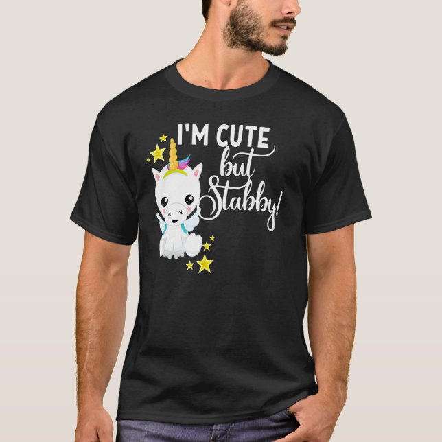 Camiseta Soy guapo, pero un unicornio apuñalado. (Anverso)