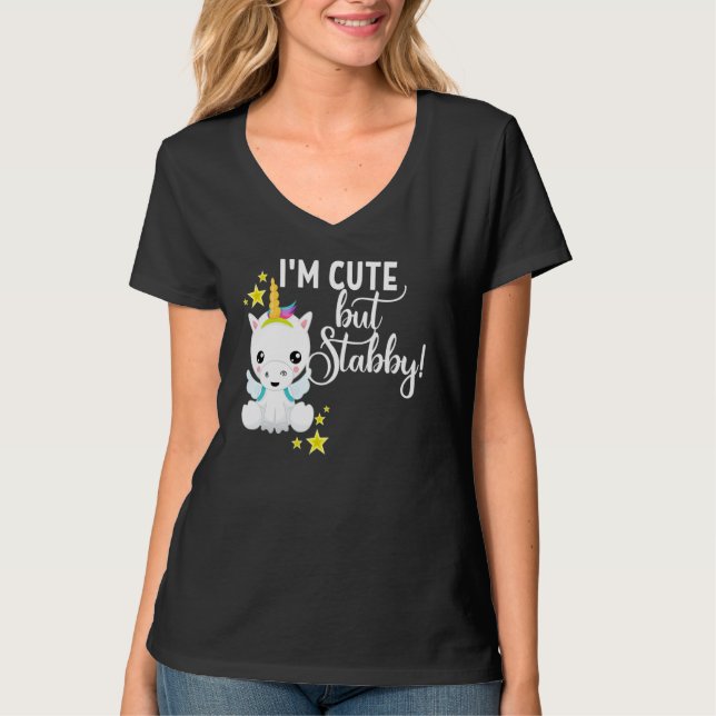 Camiseta Soy guapo, pero un unicornio apuñalado. (Anverso)