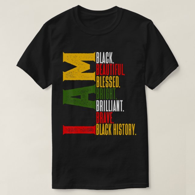 Camiseta Soy historia negra, afroamericana sin arrepentimie (Diseño del anverso)