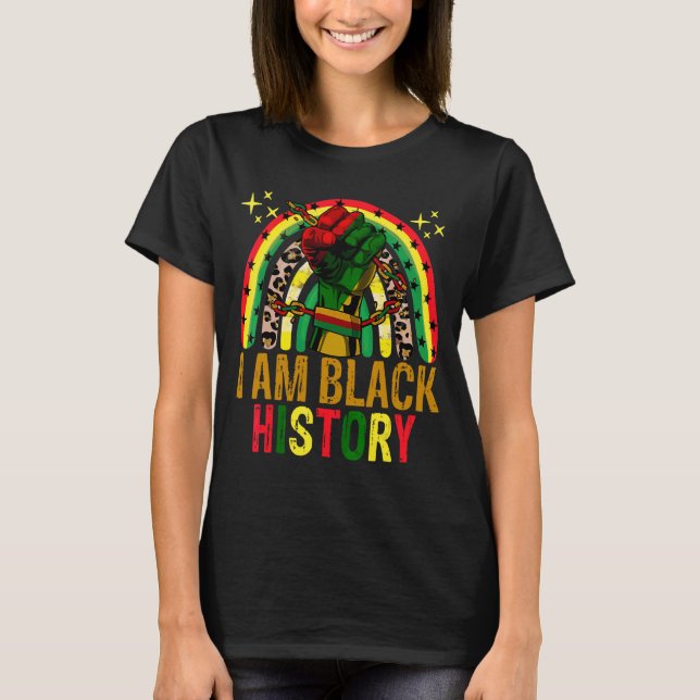 Camiseta Soy historia negra mujeres africanas arcoiris negr (Anverso)