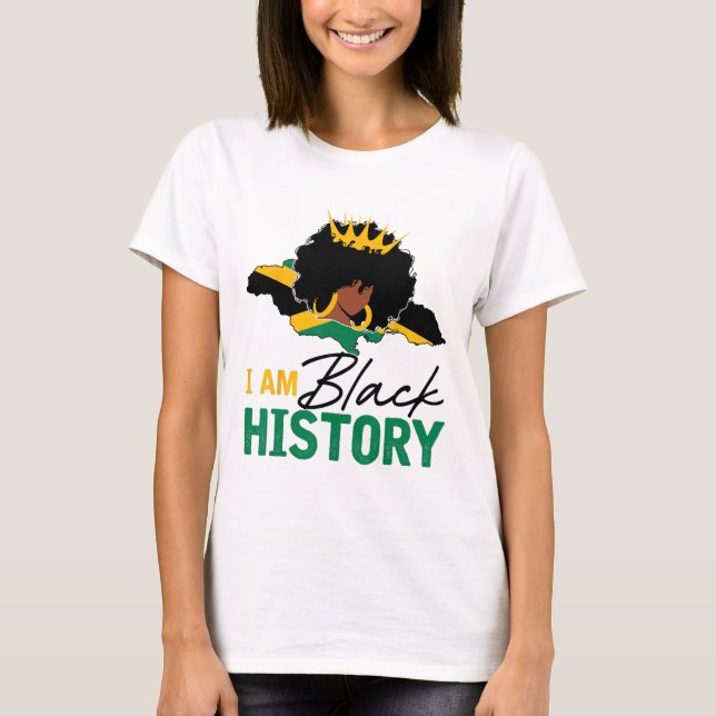 Camiseta Soy Historia Negra Reina De Jamaica Y Bandera Jama (Anverso)