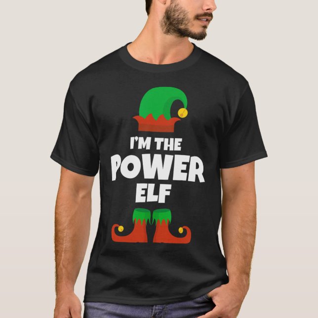 Camiseta Soy la familia Power Elf Navidades Pajama Graciosa (Anverso)