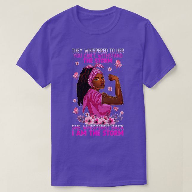 Camiseta Soy la fuerte tormenta mujeres guerrera del cáncer (Diseño del anverso)