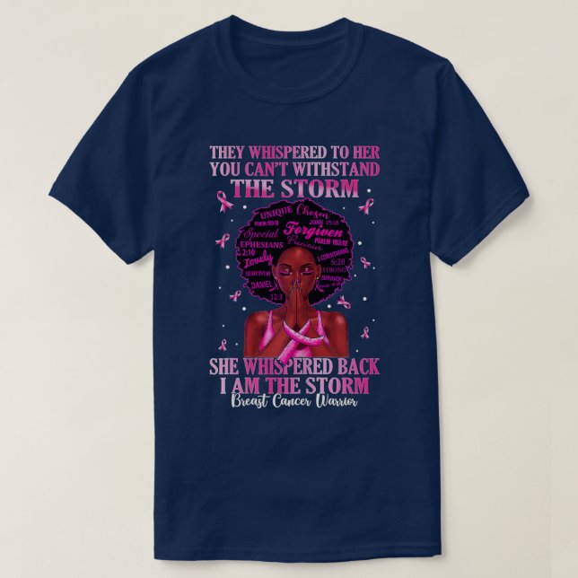 Camiseta Soy la fuerte tormenta mujeres guerrera del cáncer (Diseño del anverso)