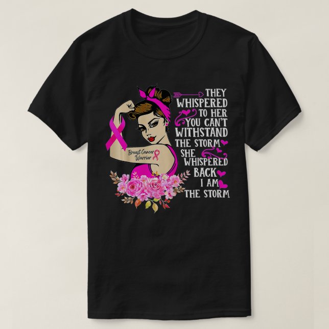Camiseta Soy la fuerte tormenta mujeres guerrera del cáncer (Diseño del anverso)