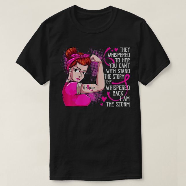 Camiseta Soy la fuerte tormenta mujeres guerrera del cáncer (Diseño del anverso)