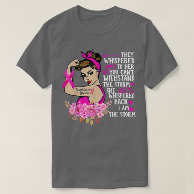 Camiseta Soy la fuerte tormenta mujeres guerrera del cáncer (Diseño del anverso)