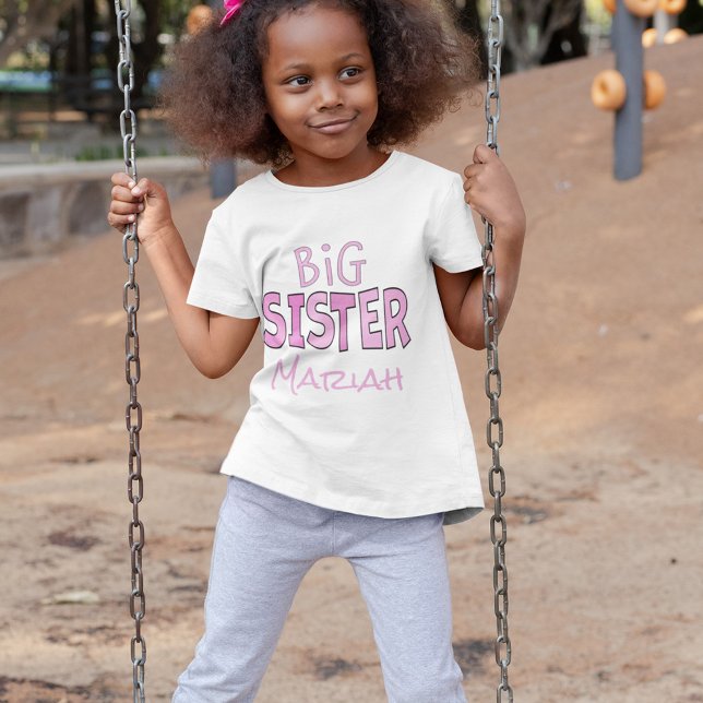 Camiseta Soy la Gran Hermana Whimsical Rosa Cute (Subido por el creador)