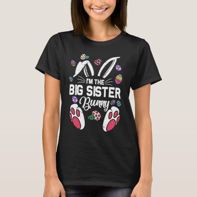 Camiseta Soy la hermana mayor Bunny Matching Family Easter  (Anverso)