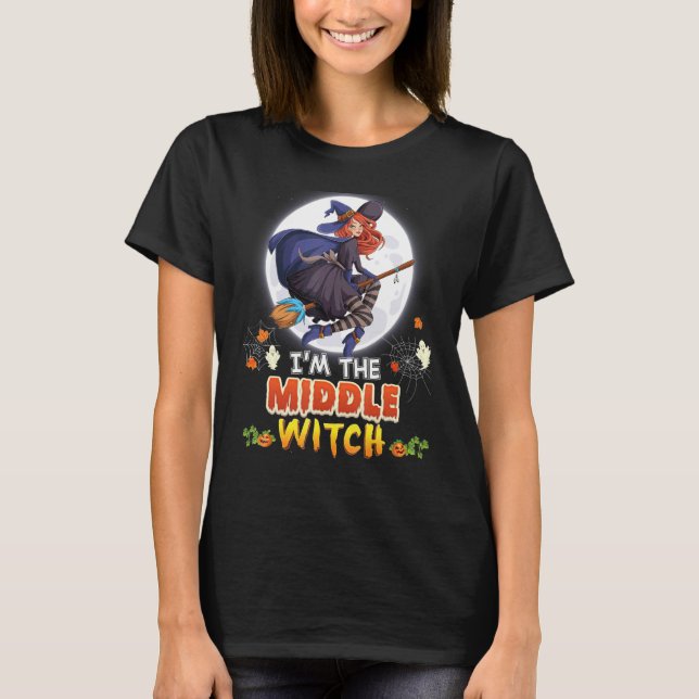 Camiseta Soy la media Witch Halloween Flying Broom Moon G (Anverso)