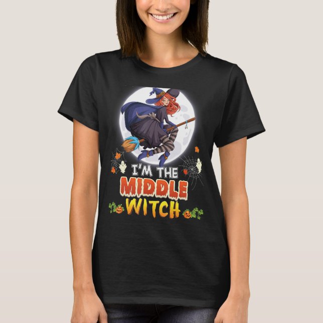 Camiseta Soy la media Witch Halloween Flying Broom Moon G (Anverso)