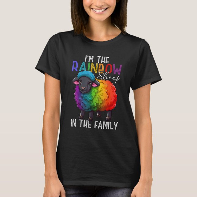 Camiseta Soy la oveja arcoiris de la familia por Lgbt negro (Anverso)