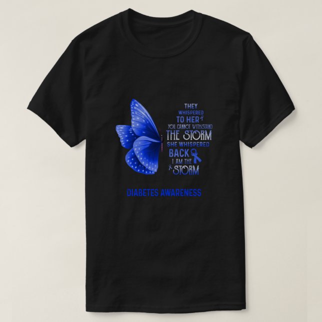 Camiseta Soy la tormenta Diabetes Sensibilización Mariposa (Diseño del anverso)