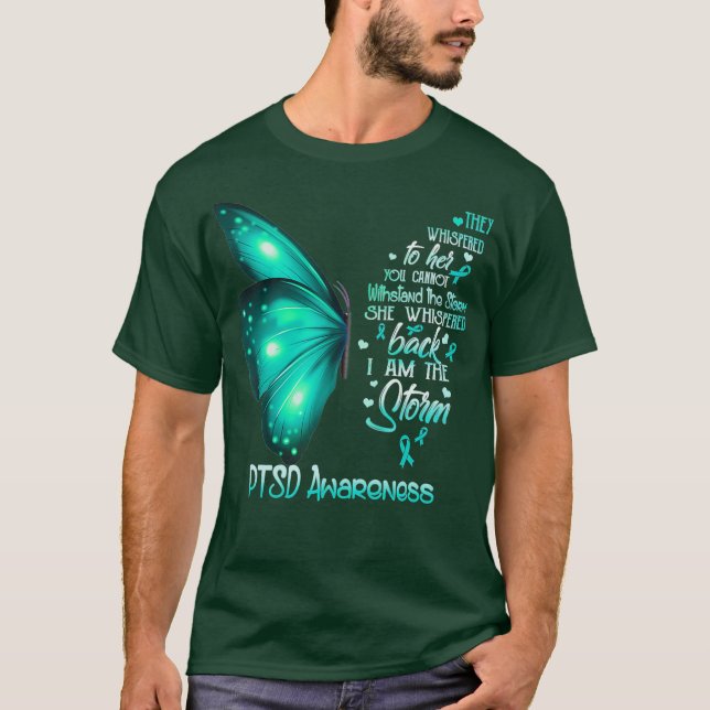 Camiseta Soy la tormenta Mariposa de Conciencia PTSD (Anverso)