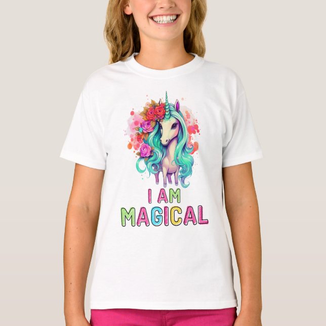 Camiseta Soy Magia Floral Unicornio (Anverso)