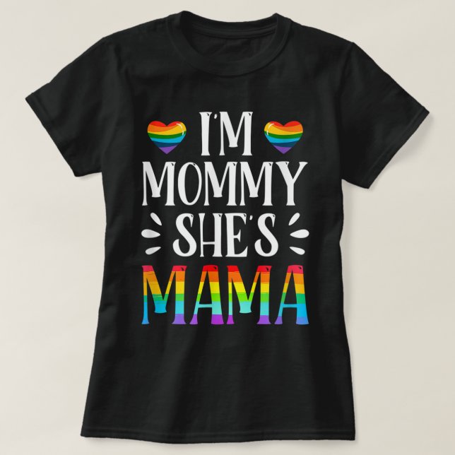 Camiseta Soy mamá y comparo con pareja lesbiana gay LGBT Ra (Diseño del anverso)