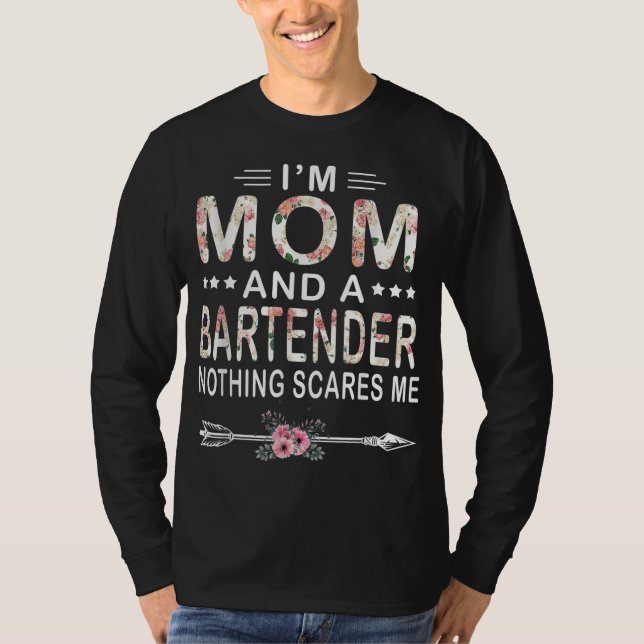 Camiseta Soy mamá y un barman nada me asusta Floral M (Anverso)