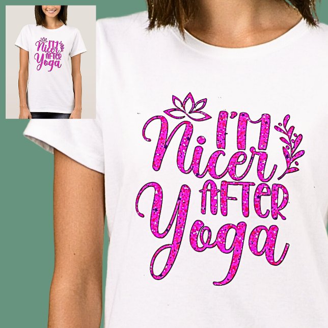Camiseta Soy más amable después de la rosa del yoga en blan (Subido por el creador)