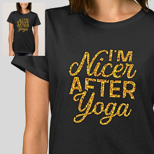 Camiseta Soy más amable después del oro del yoga en negro
