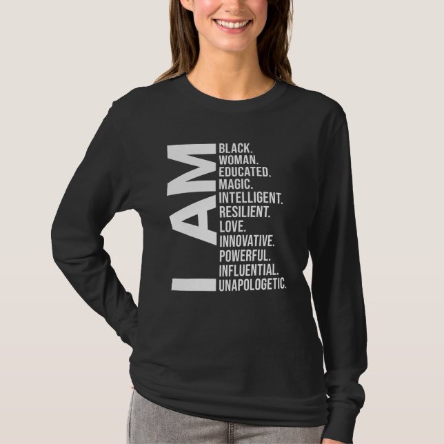 Camiseta Soy Mujer Negra Hermosa Magia Inteligente  (Anverso)