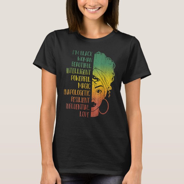 Camiseta Soy mujer negra Reina de historia negra Melanin Af (Anverso)
