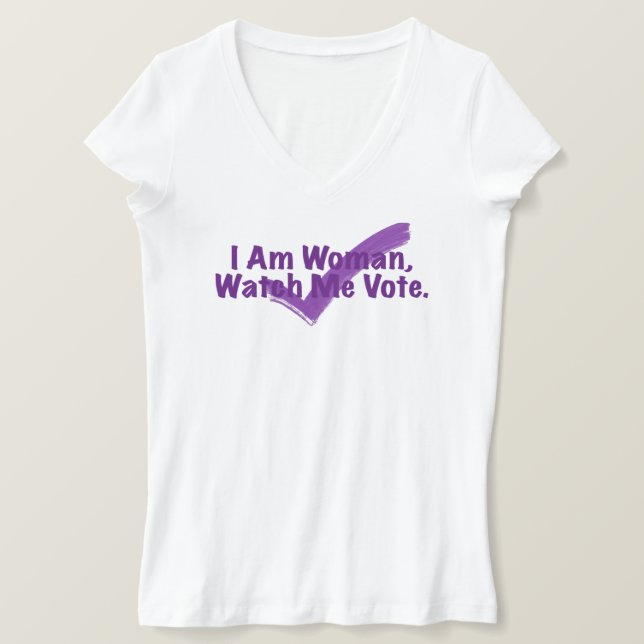 Camiseta Soy Mujer Observarme Votar Morado (Anverso del diseño)