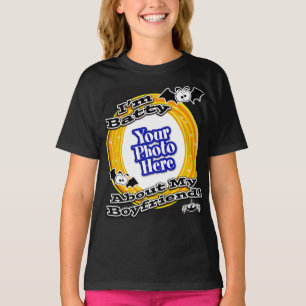 Camiseta Soy muy amable con mi novio, foto negra