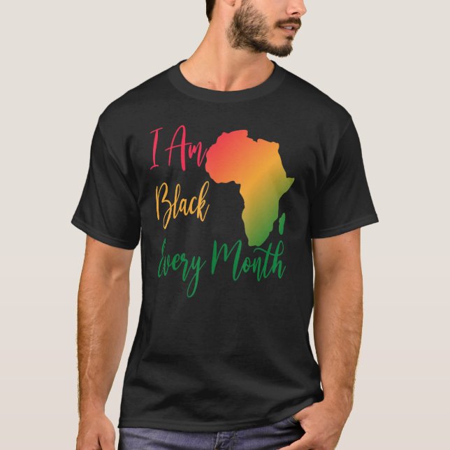Camiseta Soy negro cada mes 2022 hombres afroamericanos (Anverso)