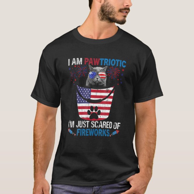 Camiseta Soy Pawtriotic Cat Fireworks Julio 4 H America Fl (Anverso)