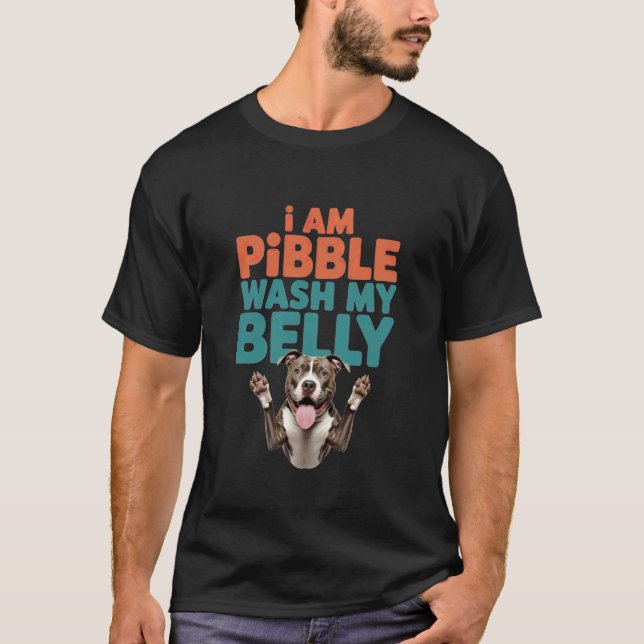 Camiseta Soy Pibble Lava Mi Barriga Pitbull Meme Perro Dive (Anverso)