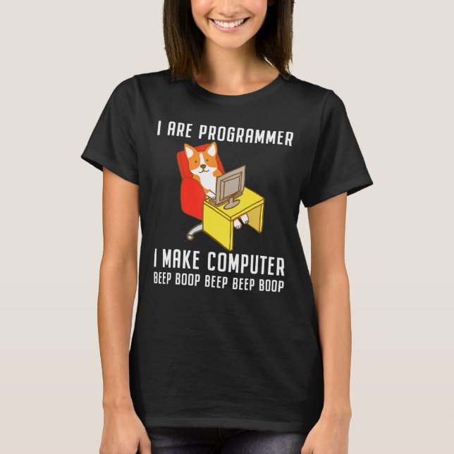 Camiseta Soy Programador Codificación Nerd Corgi Dog (Anverso)