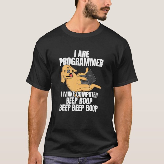 Camiseta Soy Programador Computador Beep Boop Perro IT (Anverso)