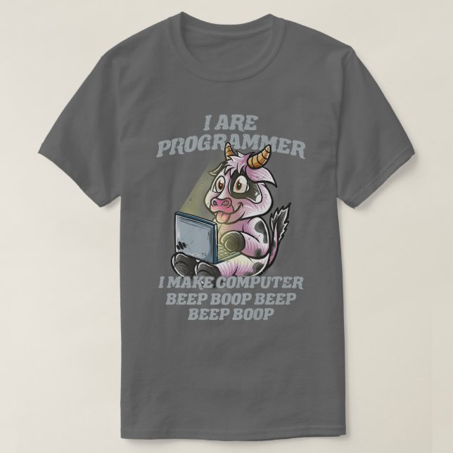 Camiseta Soy Programador Cow Farmer Farm IT Nerd Software (Diseño del anverso)