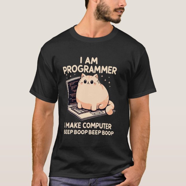 Camiseta Soy programador hago gato de computadora codificac (Anverso)