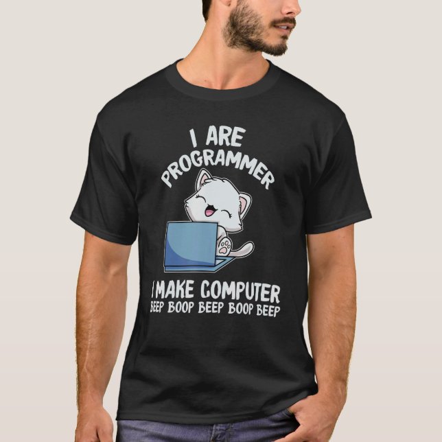 Camiseta Soy programador hago que la computadora haga Bip B (Anverso)
